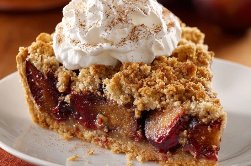 Saftiger Zwetschgen Streuselkuchen mit Schlagsahne