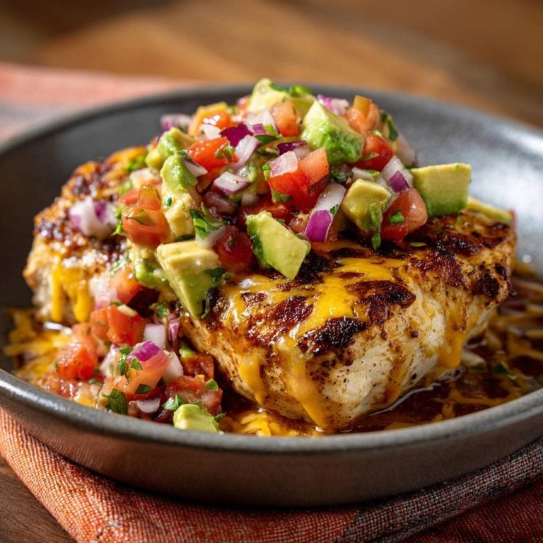 Saftiges Hähnchen mit Käsekruste und frischer Avocado-Salsa