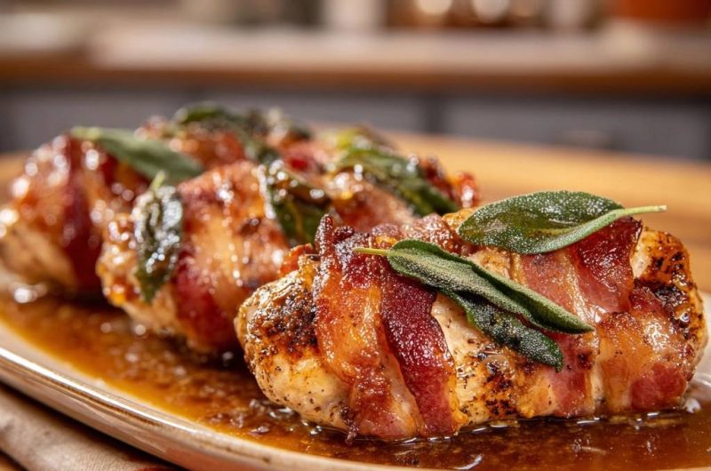 Salbei-Hähnchen im knusprigen Speckmantel