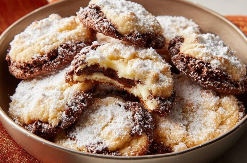 Schoko-Creme-Gefüllte Puderzucker-Kekse (Nie wieder auslaufende Füllung!)