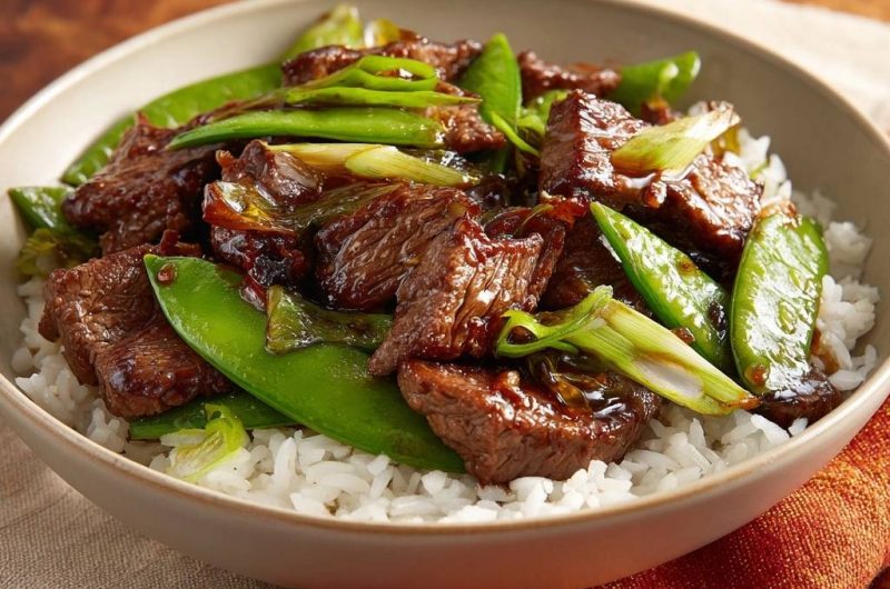 Wok-Rindfleisch mit Zuckererbsen (Nie wieder zähes Rindfleisch!)