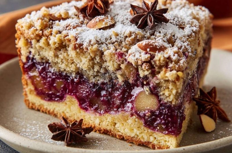 Pflaumen-Birnen-Streuselkuchen