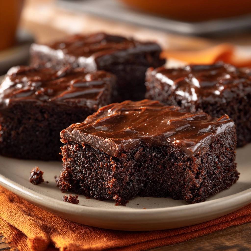 Saftige Schokoladen-Brownies, angeschnitten, zeigen die lockere Textur und eine großzügige Schokoladenglasur. Diese Brownies sind unwiderstehlich.