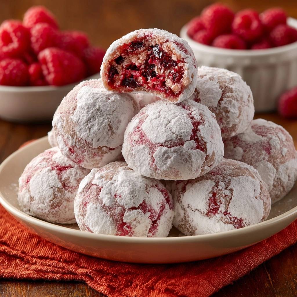 Himbeergefüllte Puderzucker-Kekse (Nie wieder auslaufende Füllung!)