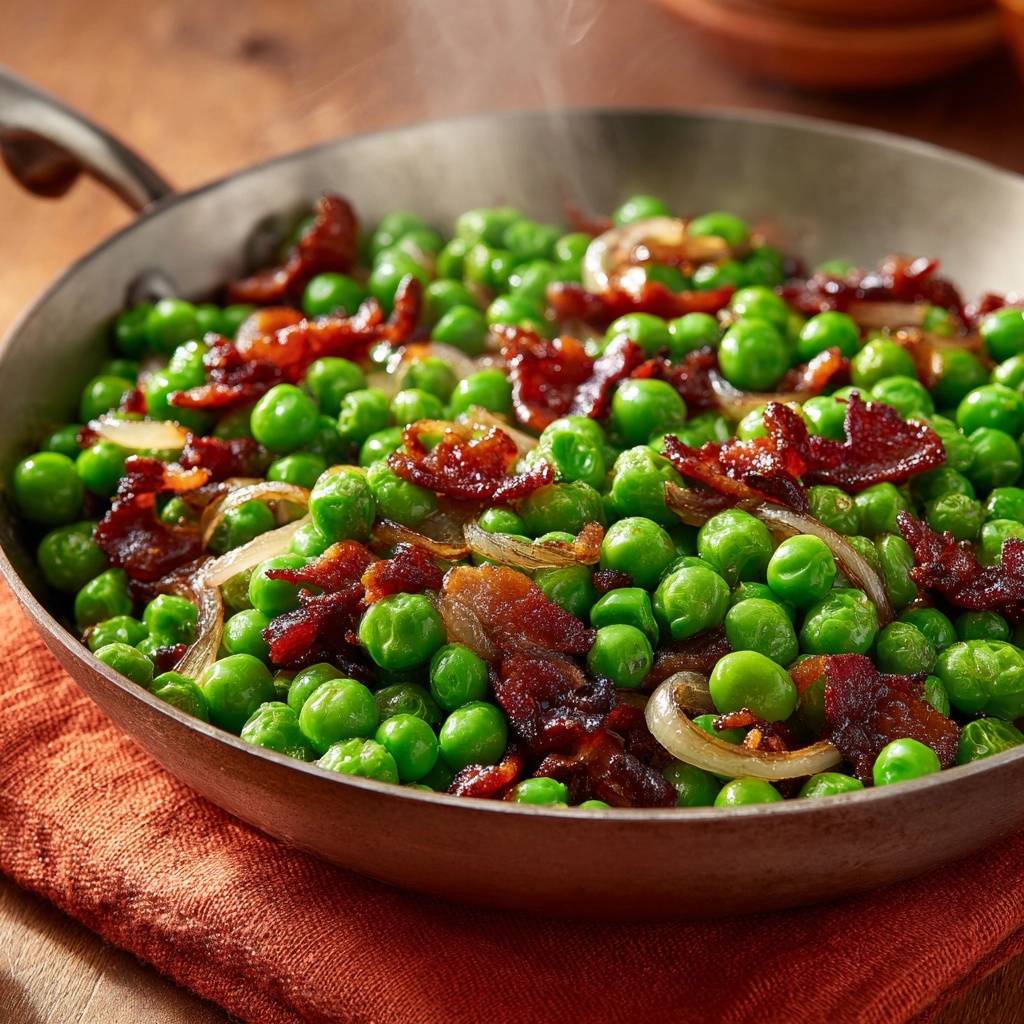 Knackige Erbsen mit Speck und Zwiebeln (Nie wieder matschige Erbsen!)
