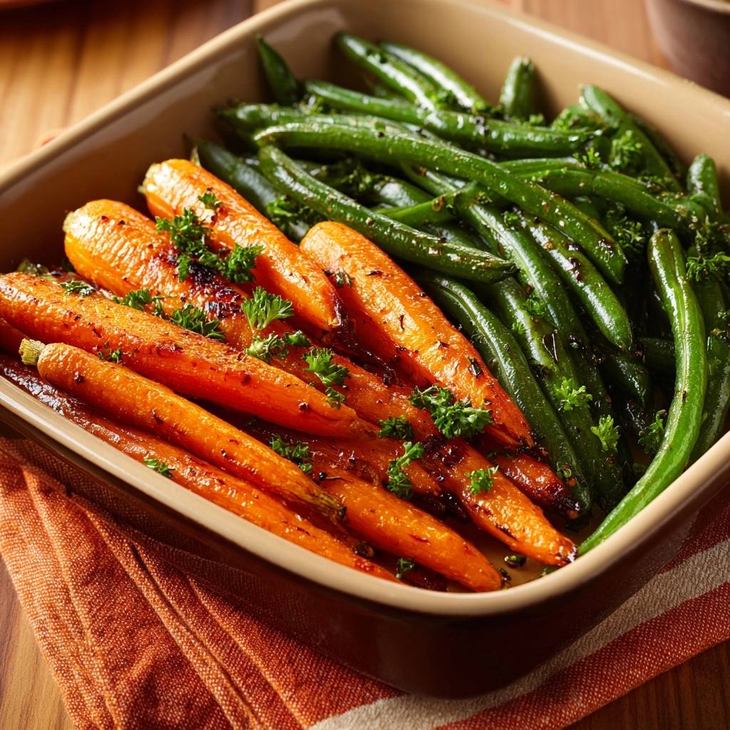 Karamellisierte Karotten & knackige grüne Bohnen