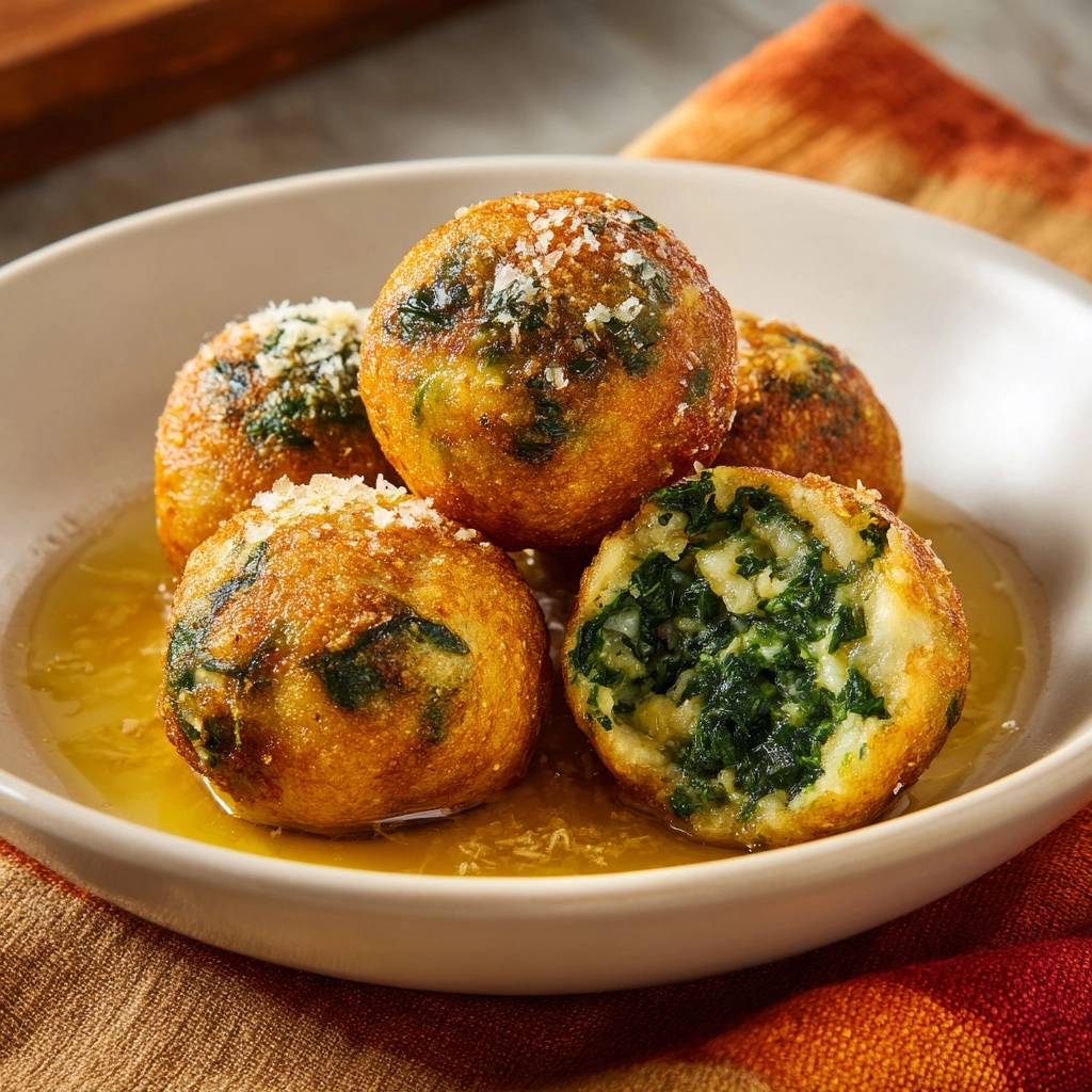 Knusprige Spinat-Käse-Bällchen