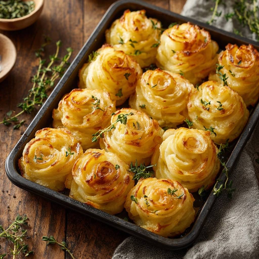 Knusprige Thymian-Kartoffelrosen