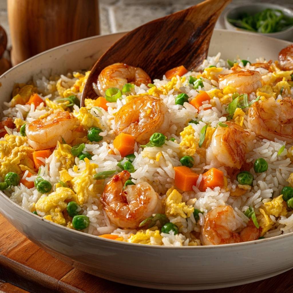 Gebratener Reis mit Garnelen