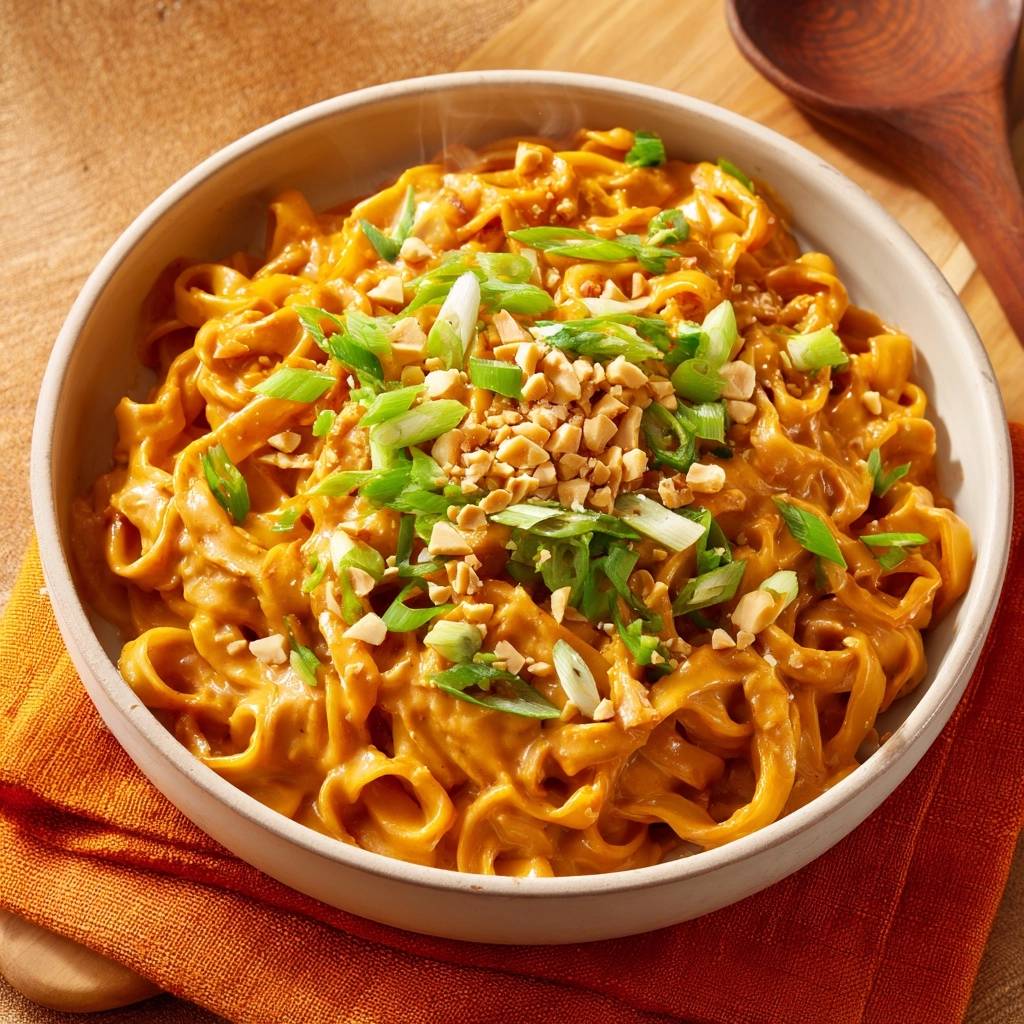 Cremige Erdnussnudeln (Nie wieder matschige Nudeln)