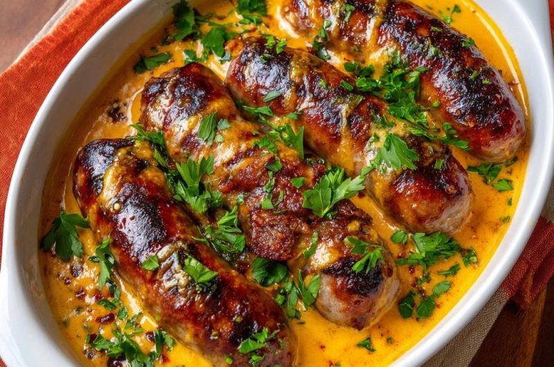 Bratwürste in cremiger Currysauce