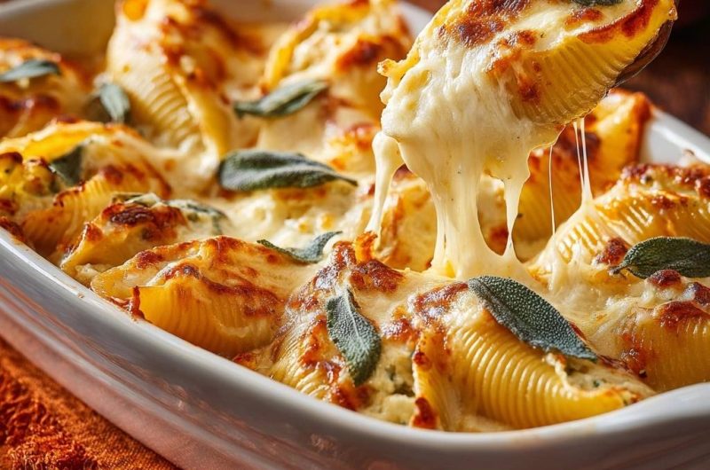 Cremig-überbackene Kürbis-Salbei-Conchiglie