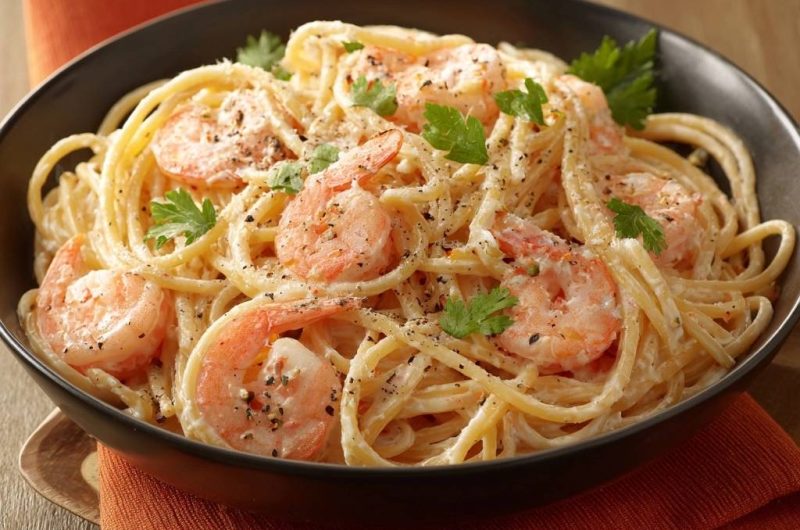Cremige Garnelen-Spaghetti