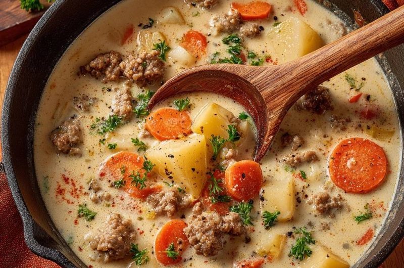 Cremige Kartoffel-Hackfleisch-Suppe