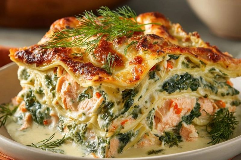 Cremige Lachs-Spinat-Lasagne (Nie wieder wässrige Spinatlasagne!)