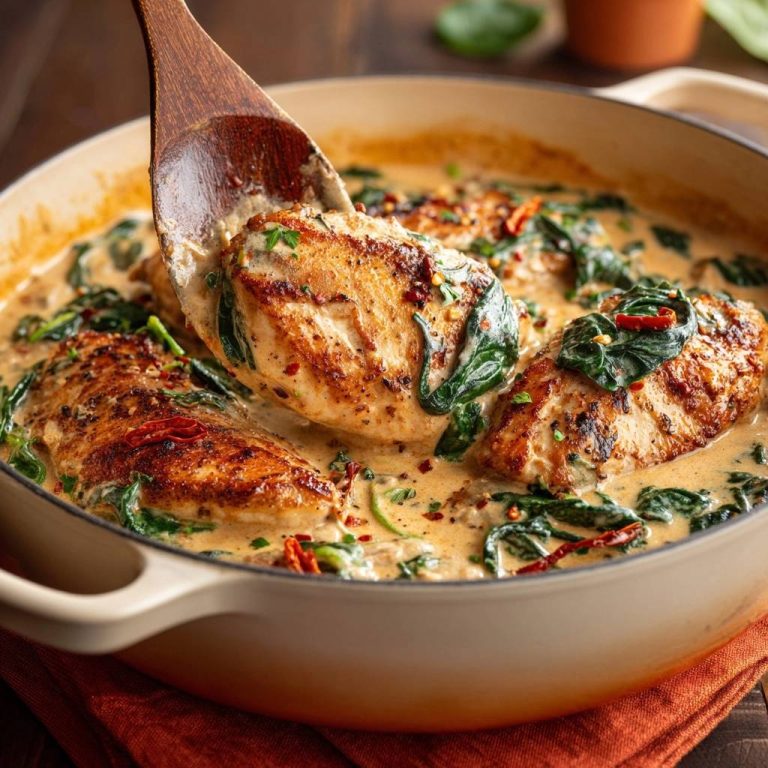 Cremiges Hähnchen mit Spinat – Saftig & Zart!