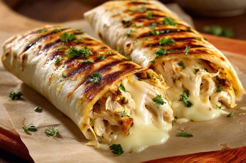Gegrillte Hähnchen-Käse-Burritos
