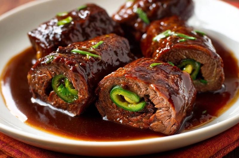 Jalapeño-Rindfleischröllchen in Glanzsauce