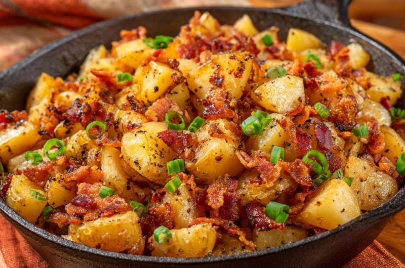 Knusprige Bratkartoffeln mit Bacon & Frühlingszwiebeln