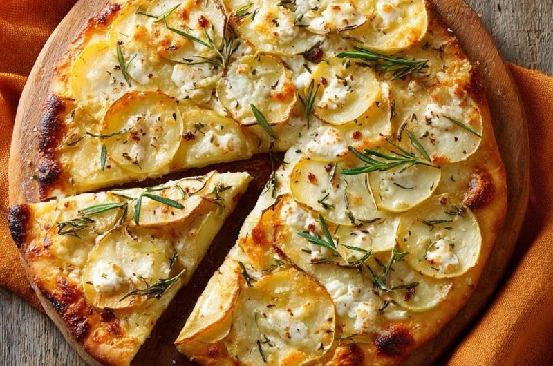 Knusprige Kartoffel-Feta-Pizza mit Rosmarin