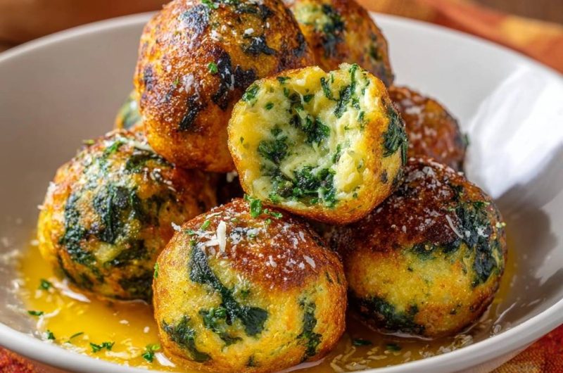 Knusprige Spinat-Käse-Bällchen