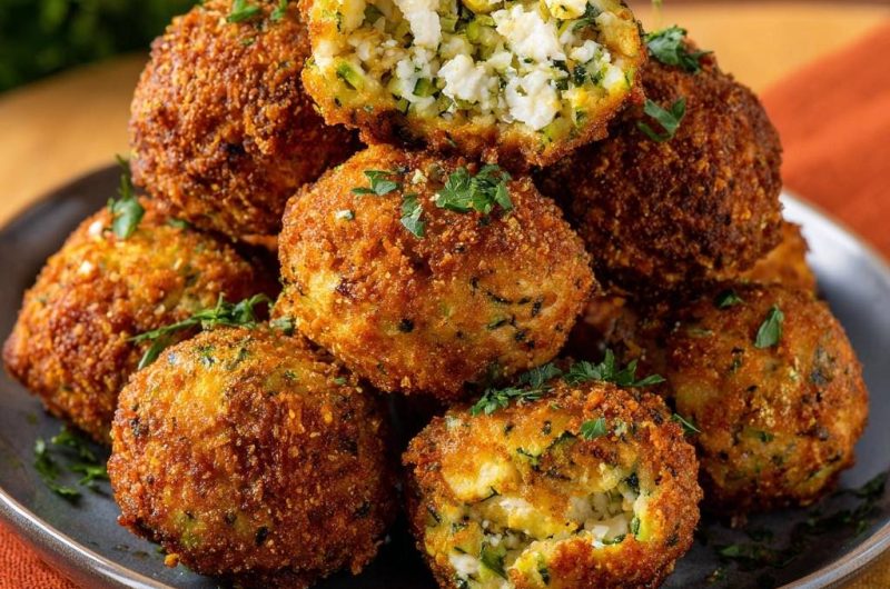 Knusprige Zucchini-Feta-Bällchen