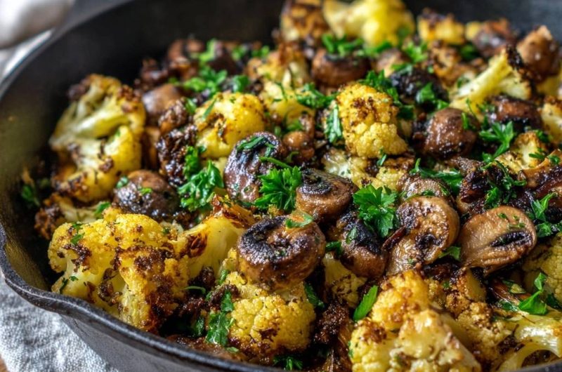 Knuspriger Blumenkohl mit Champignons