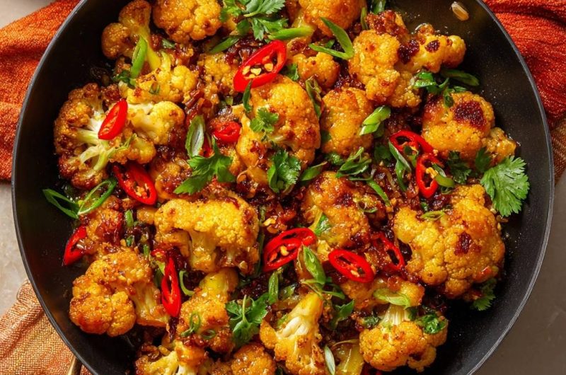Knuspriger Chili-Blumenkohl-Wok