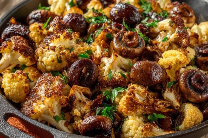 Knuspriger Ofen-Blütenkohl mit Champignons