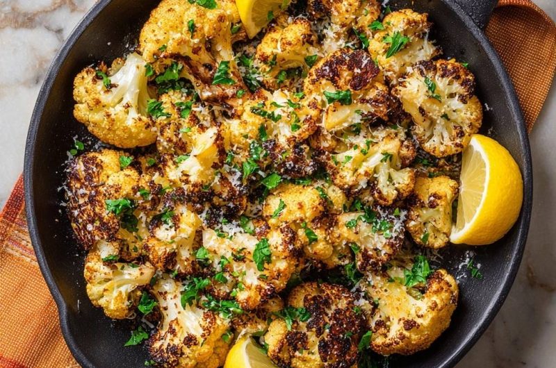 Knuspriger Parmesan-Blütenkohl aus der Pfanne