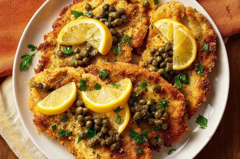 Knuspriges Hähnchenschnitzel mit Kapern-Zitrone