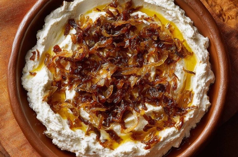 Labneh mit karamellisierten Zwiebeln (Nie wieder verbrannte Zwiebeln!)