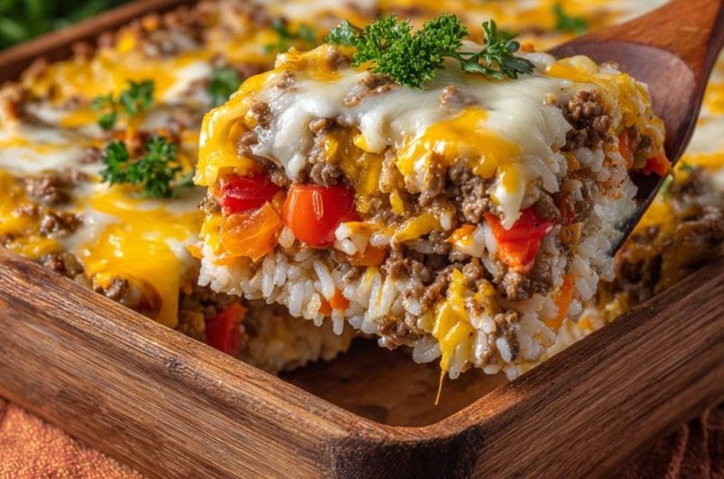 Paprika-Hack-Reis-Auflauf (Keine wässrige Soße mehr!)