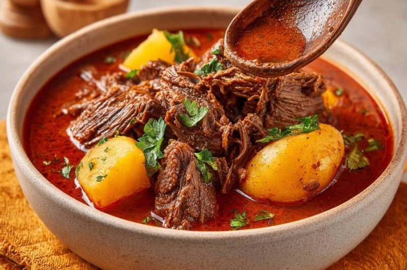 Paprika-Rindergulasch mit Kartoffeln