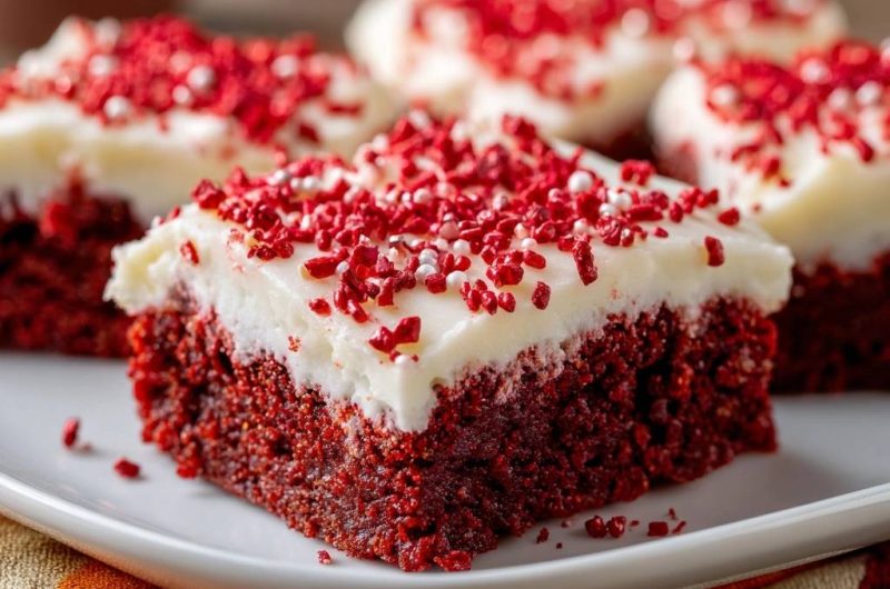 Red Velvet Riegel mit Cream Cheese Frosting