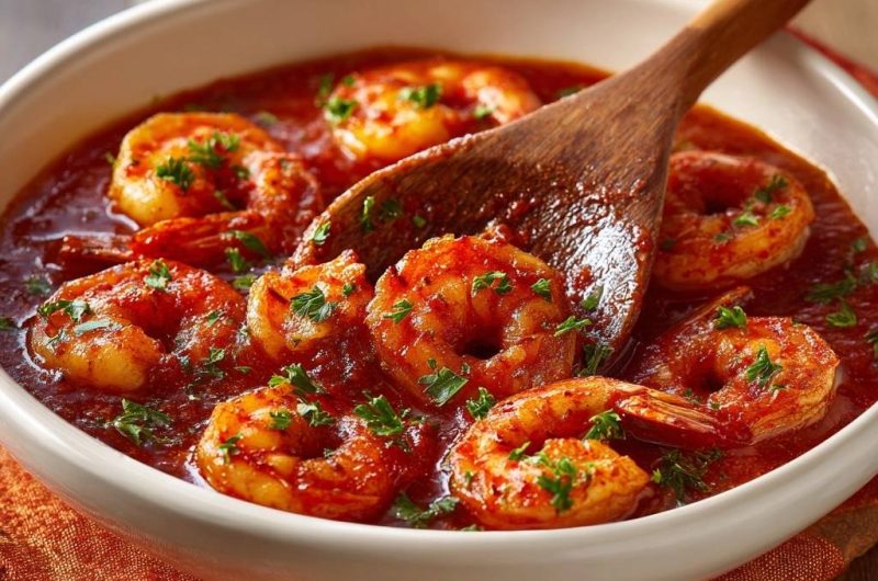 Saftige Garnelen in Scharfer Tomatensoße