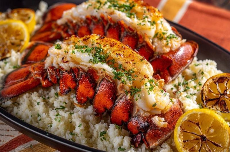 Saftige Gegrillte Hummerschwänze mit Blumenkohlreis