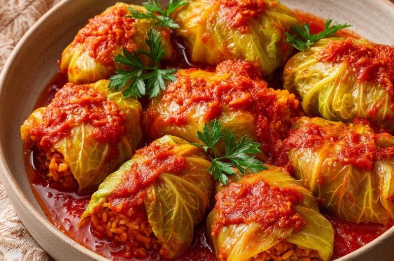 Saftige Kohlrouladen in Tomatensauce
