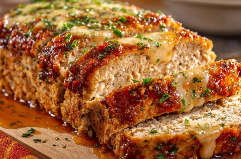 Saftiger Hähnchen-Meatloaf mit Käse-Glazur