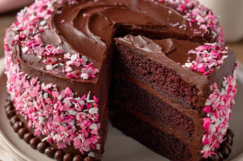 Saftiger Pink-Schoko-Lagenkuchen (Nie wieder trockene Böden!)