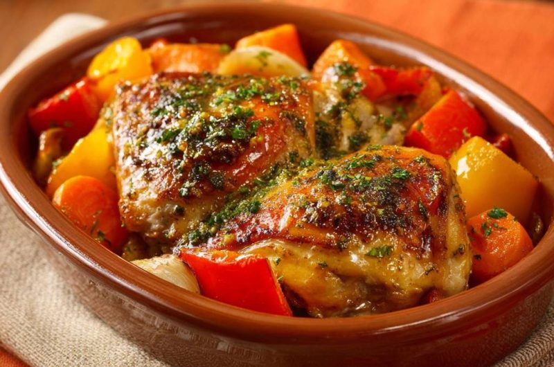 Saftiges Kräuterhähnchen mit Ofengemüse