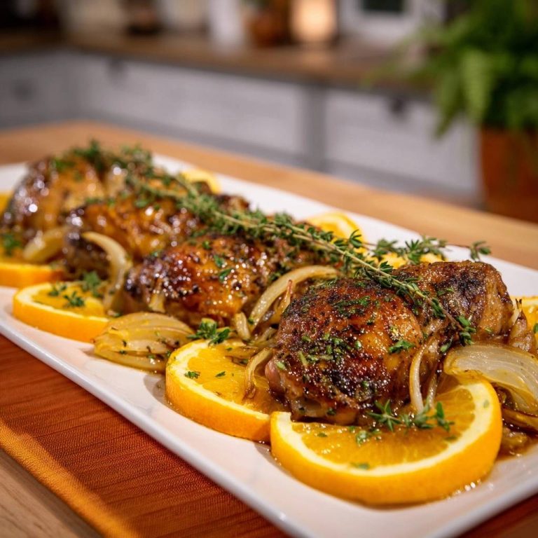 Saftiges Orangen-Hähnchen mit Thymian – Rezept