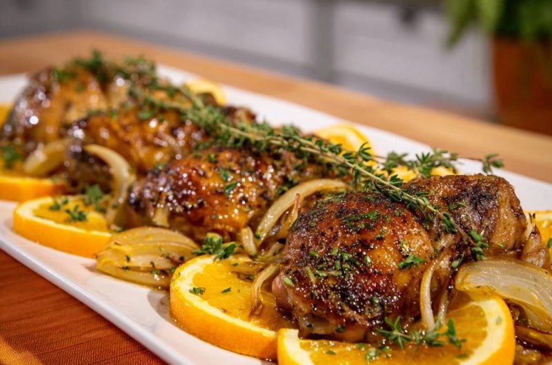 Saftiges Orangen-Hähnchen mit Thymian