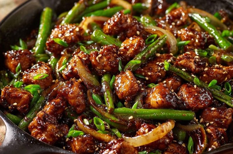 Sesam-Tofu mit knackigen grünen Bohnen