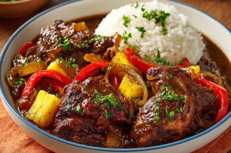 Tropisches Ananas-Hühner mit Paprika