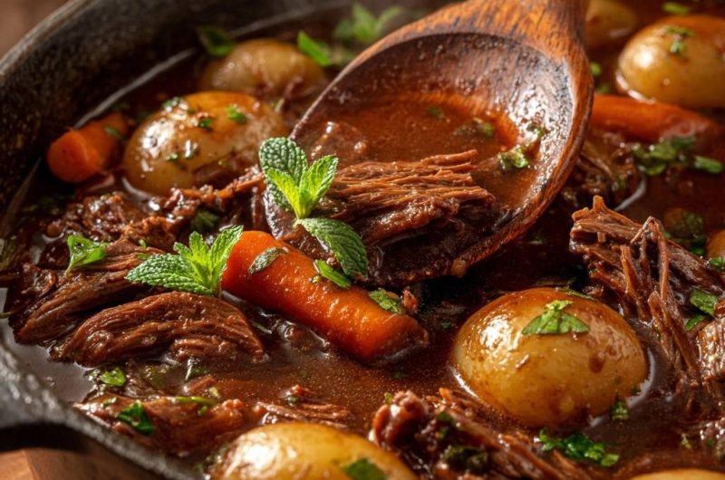 Zarter Rindfleisch-Eintopf mit Kartoffeln und Karotten
