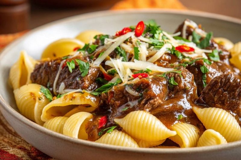 Zartes Rindfleisch-Ragù mit Conchiglie