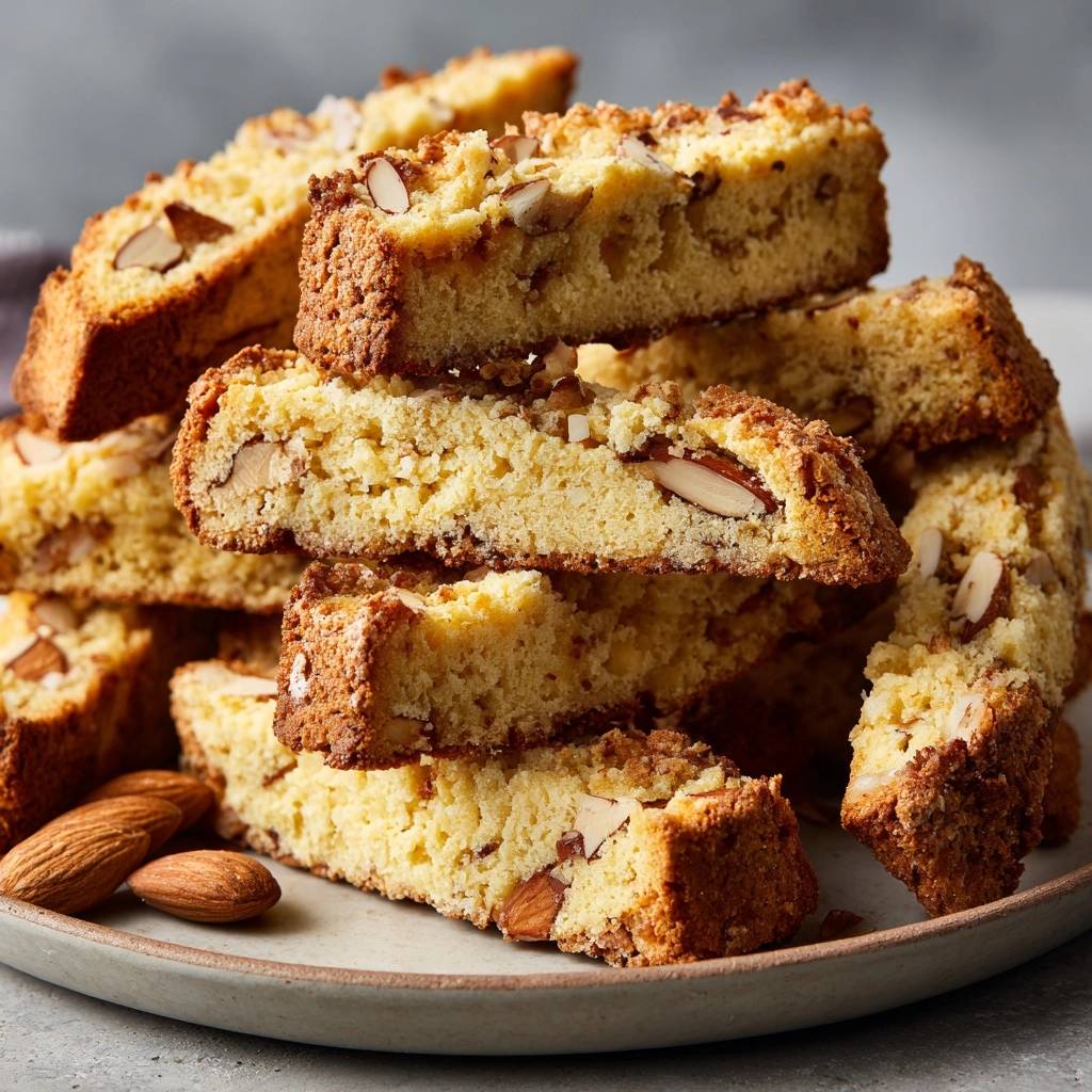 Cantuccini Querschnitt Nahaufnahme 1 Cantuccini sind knusprige Mandelkekse, hier in einer Nahaufnahme mit Blick auf den Schnitt und die Mandeln. Diese italienischen Kekse sind perfekt für Kaffee.