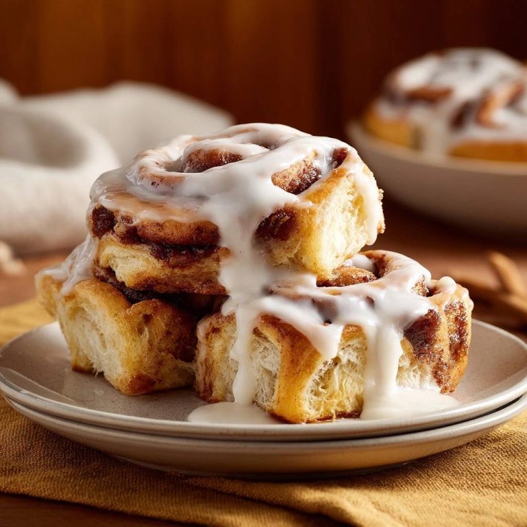 Zimtschnecken wie im Café, gestapelt und mit reichlich Zuckerguss überzogen, sind ein unwiderstehlicher Genuss.