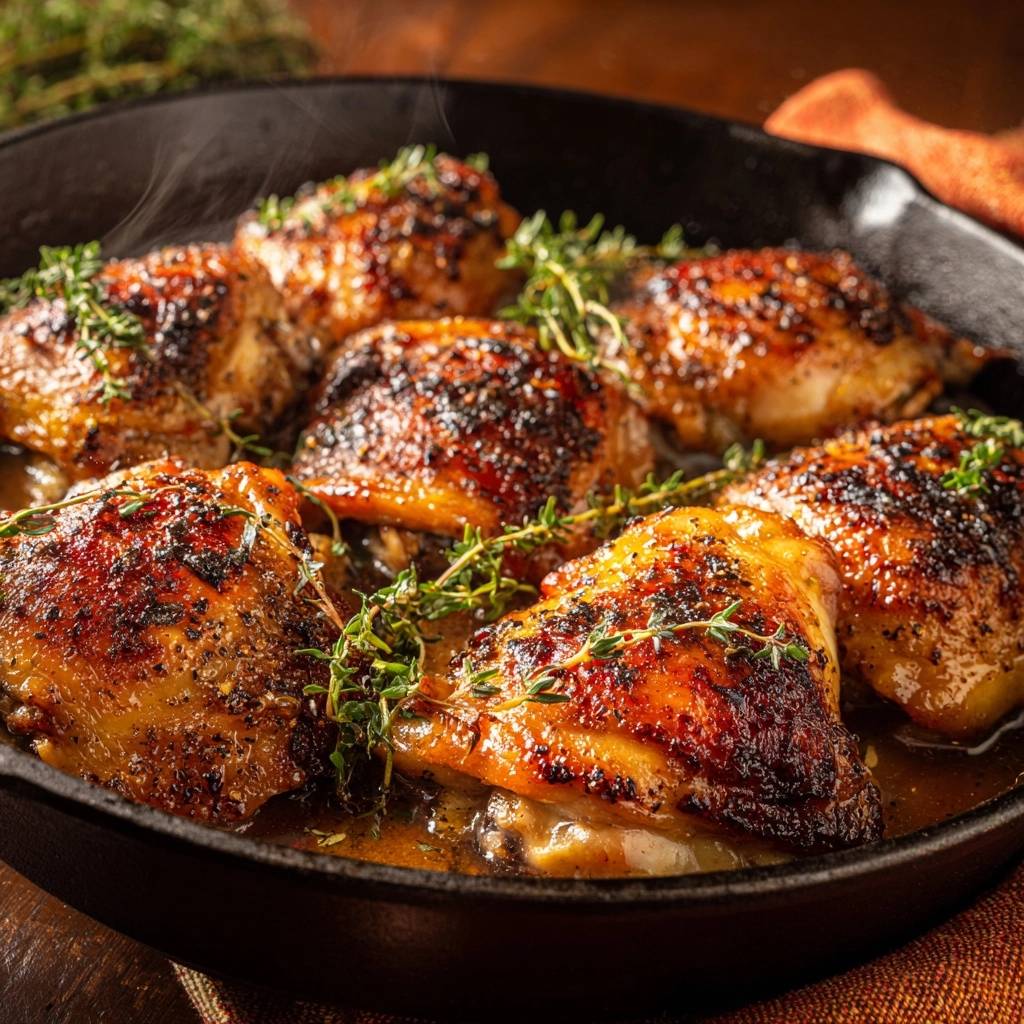 Knusprige Thymian-Hähnchenschenkel